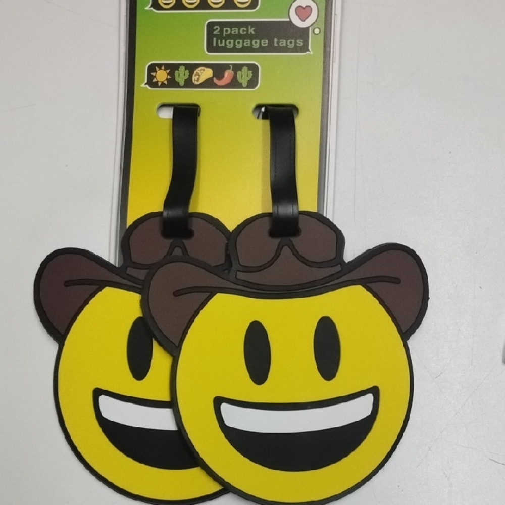 Yellow Cowboy Emoji Luggage Tags